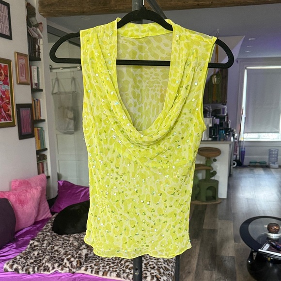 Tops - Lime Green Sequin Going-out Top
